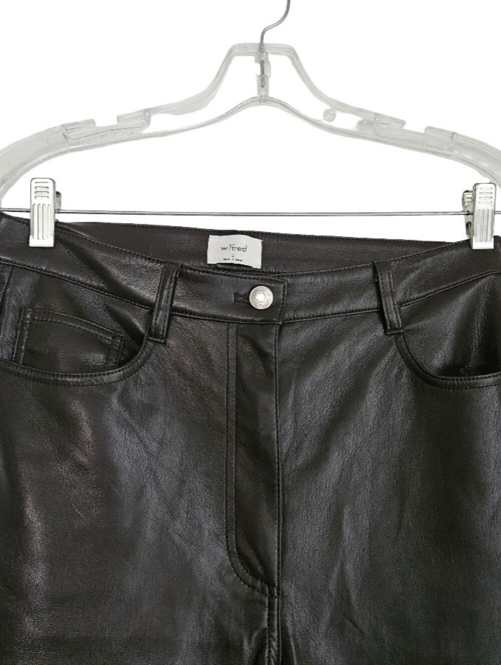 Aritzia Wilfred The Melina High Waisted Vegan Leather Pants Dark Brown Size 6 - Picture 5 of 13